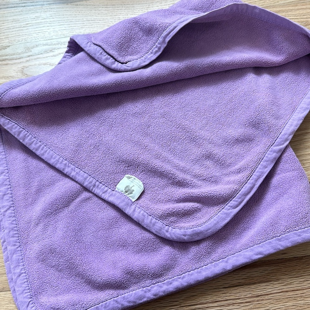 Kate Quinn purple organic cotton fleece crib blanket very soft